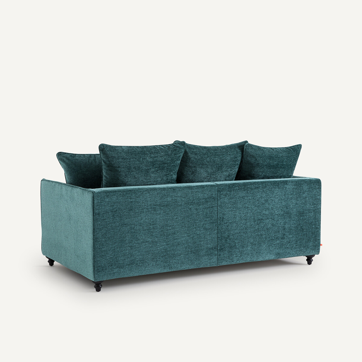 Canapé compact, convertible, en velours texturé, LAZARE bleu pétrole, AM.PM