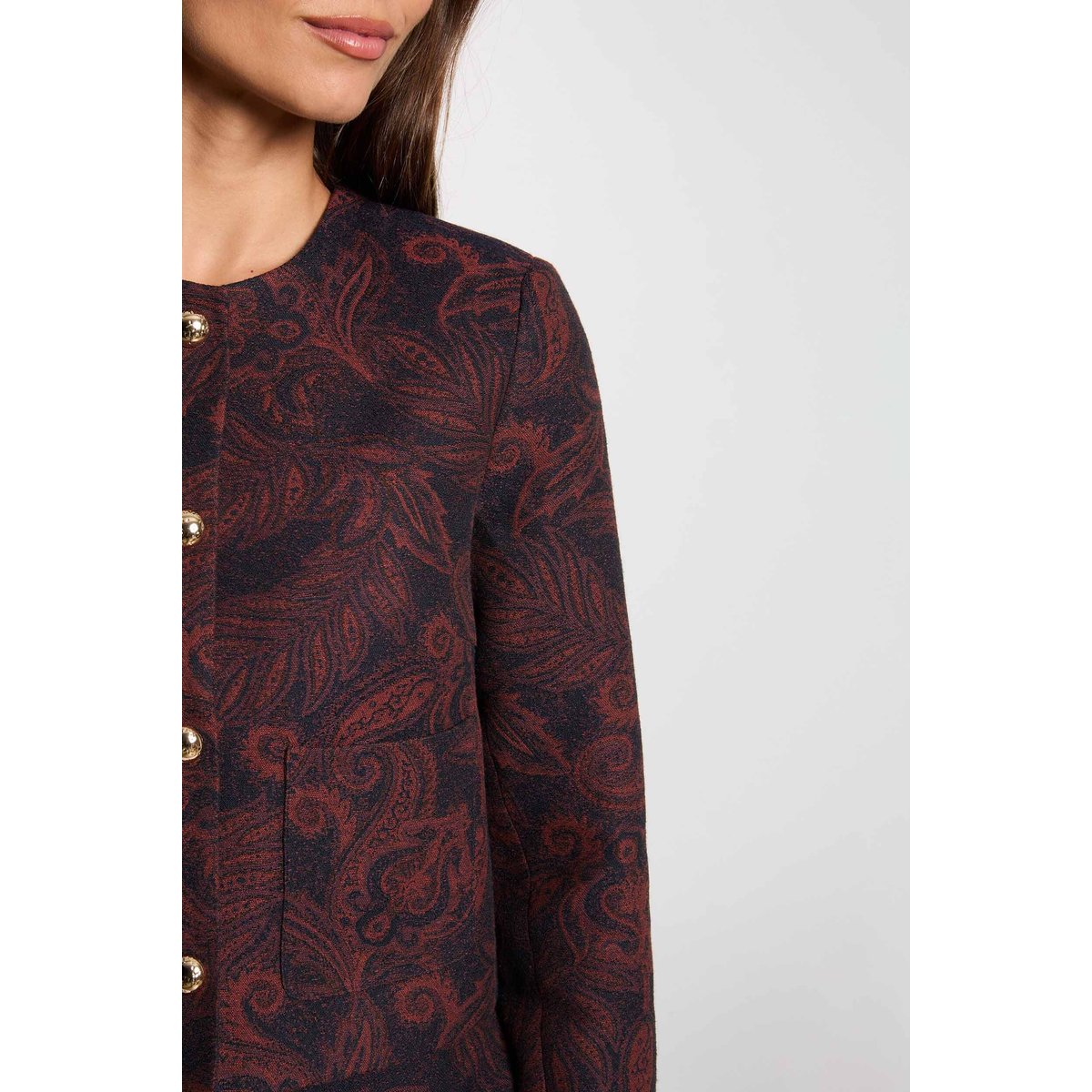 Veste droite imprimée multicolore, MORGAN