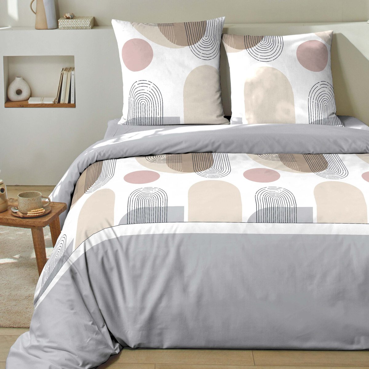 Parure de lit enfant coton imprimés, simo blanc blanc, C DESIGN HOME TEXTILE