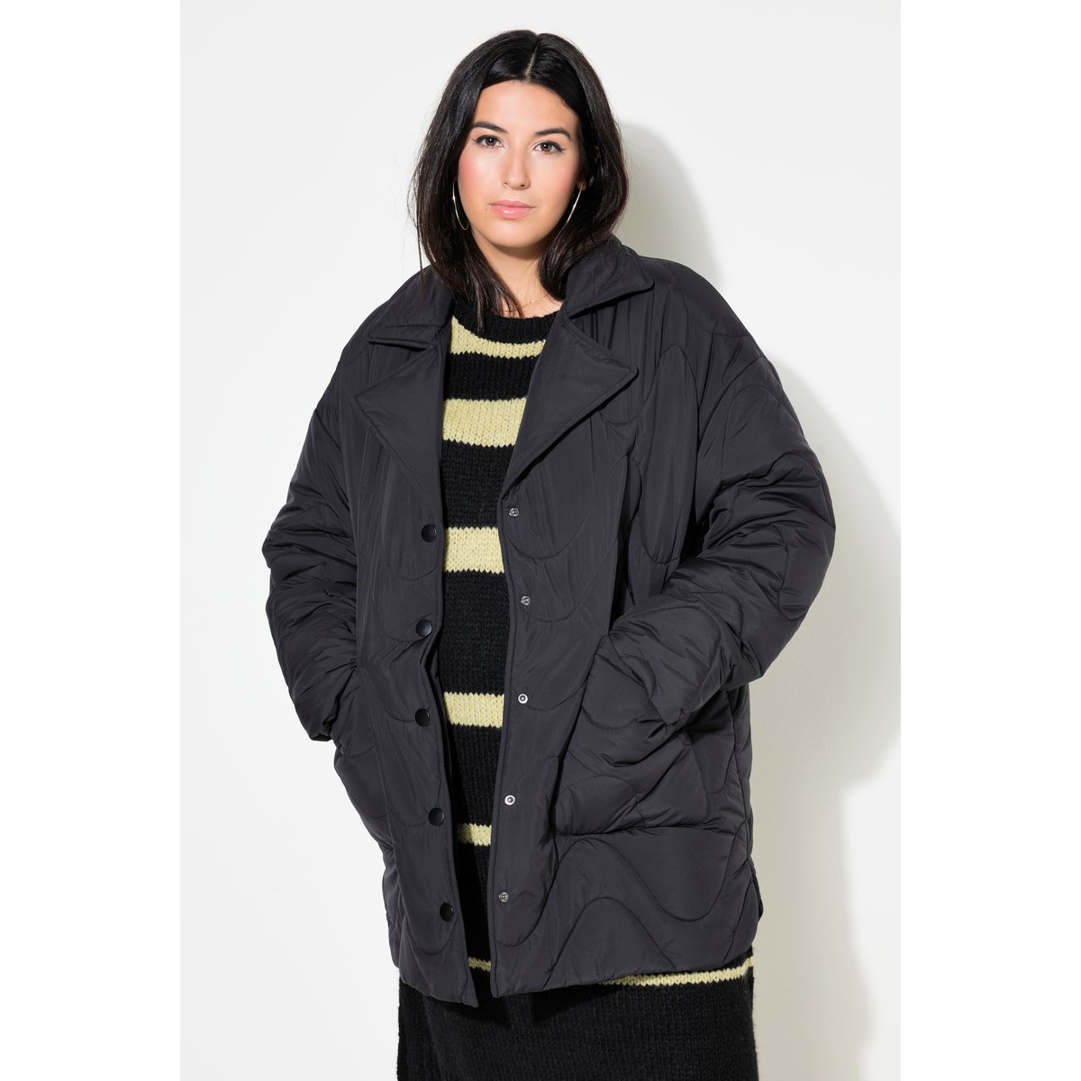 Veste surpiquée à matelassage ondulé noir, STUDIO UNTOLD