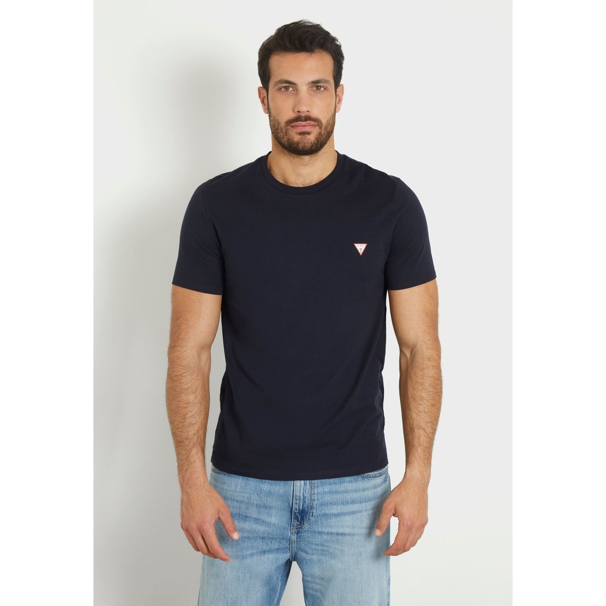 T-Shirt Petit Logo Triangulaire bleu foncé, GUESS