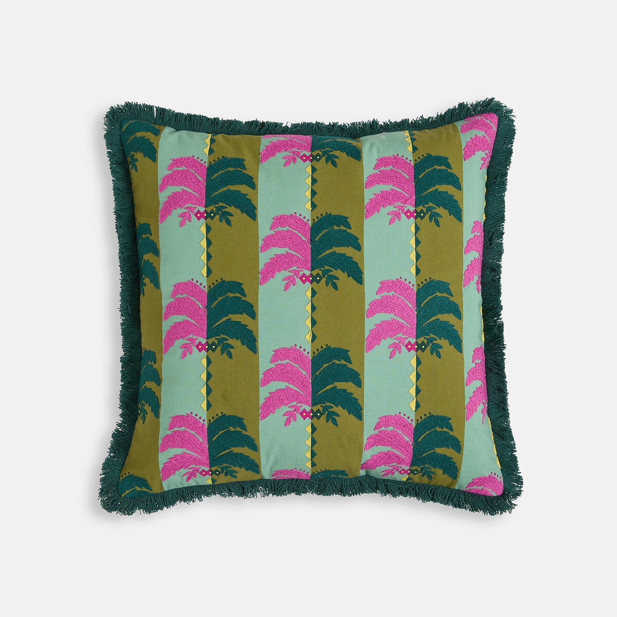 Housse de coussin, percale de coton, 45 x 45 cm, ROSA vert/rose, LA REDOUTE INTERIEURS