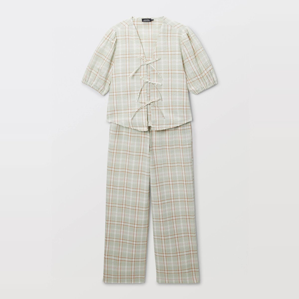 Pyjama à liens à carreaux en coton bio GOTS margarita, MONOPRIX