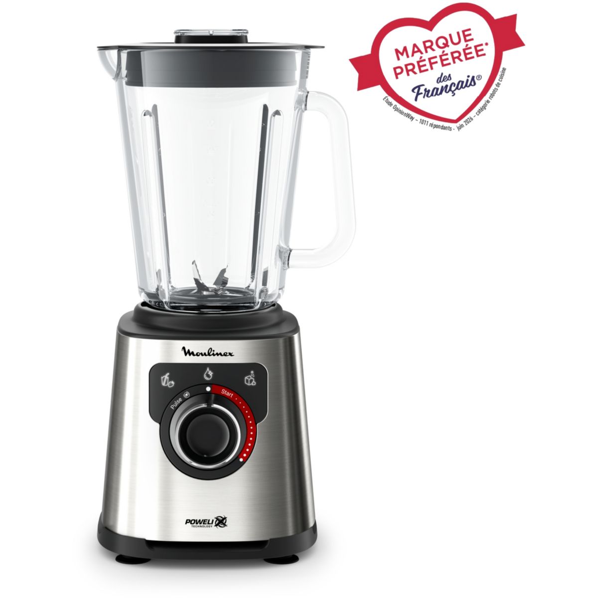 Blender PerfectMix+ LM871D10 - Bol Verre 2L / 1200W - Inox noir, MOULINEX