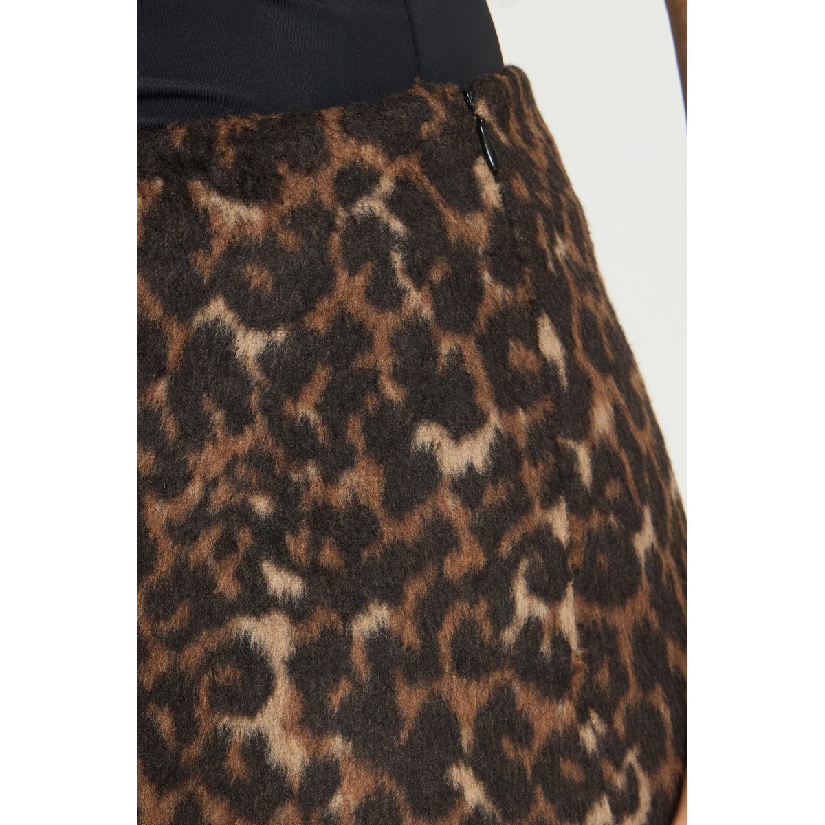 Jupe courte, imprimé animalier marron animal, ICHI
