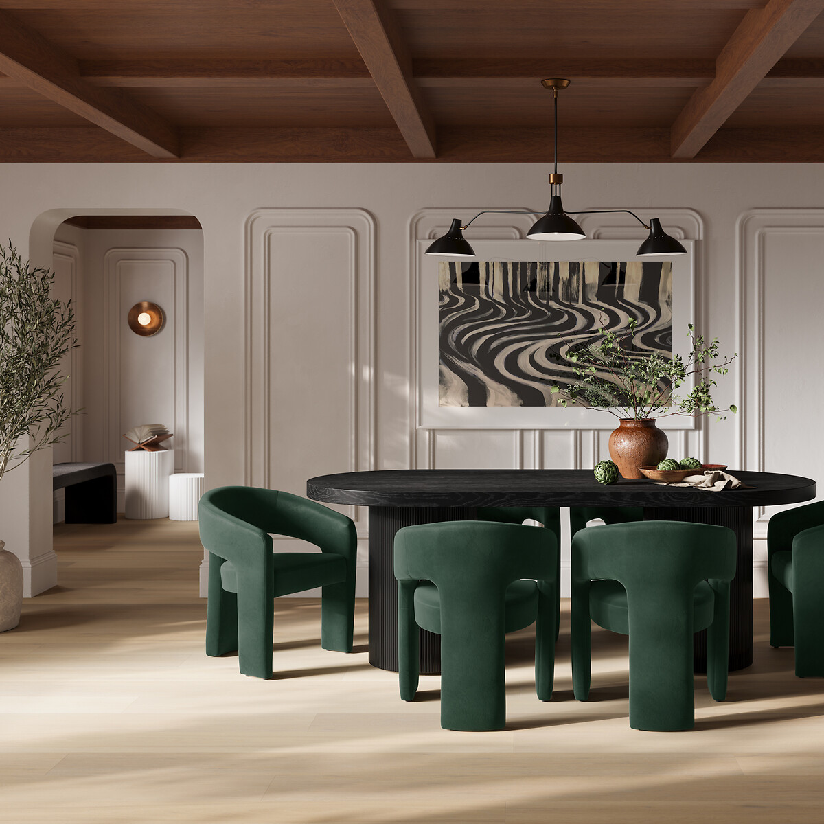 Isolde Velvet Sculptural Dining Chair forest green, SO'HOME