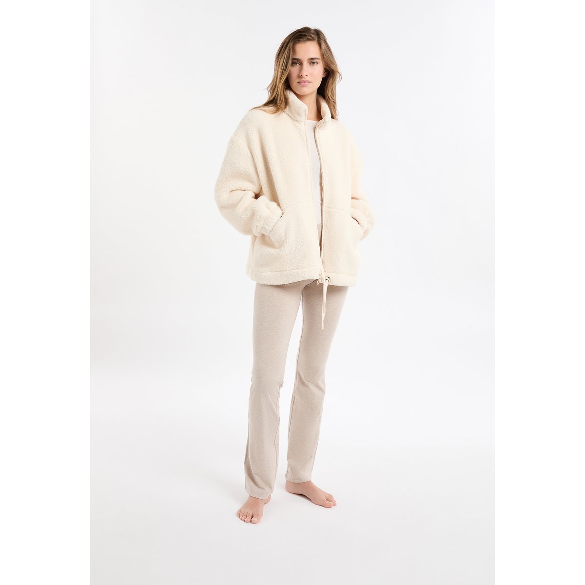 Veste polaire oversize à col montant avec cordon JAMIL ecru, ETAM