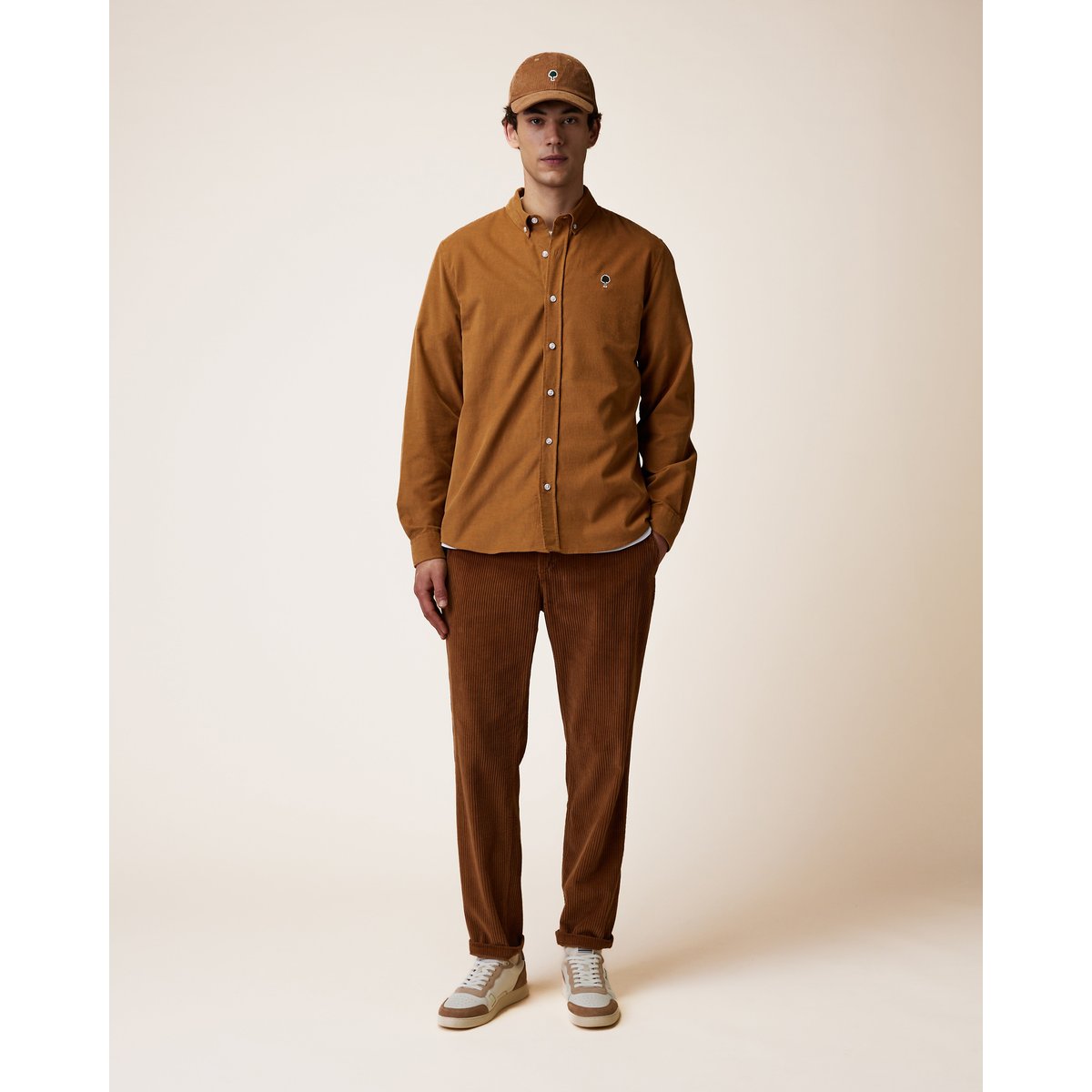 Chemise en velours côtelé camel, FAGUO