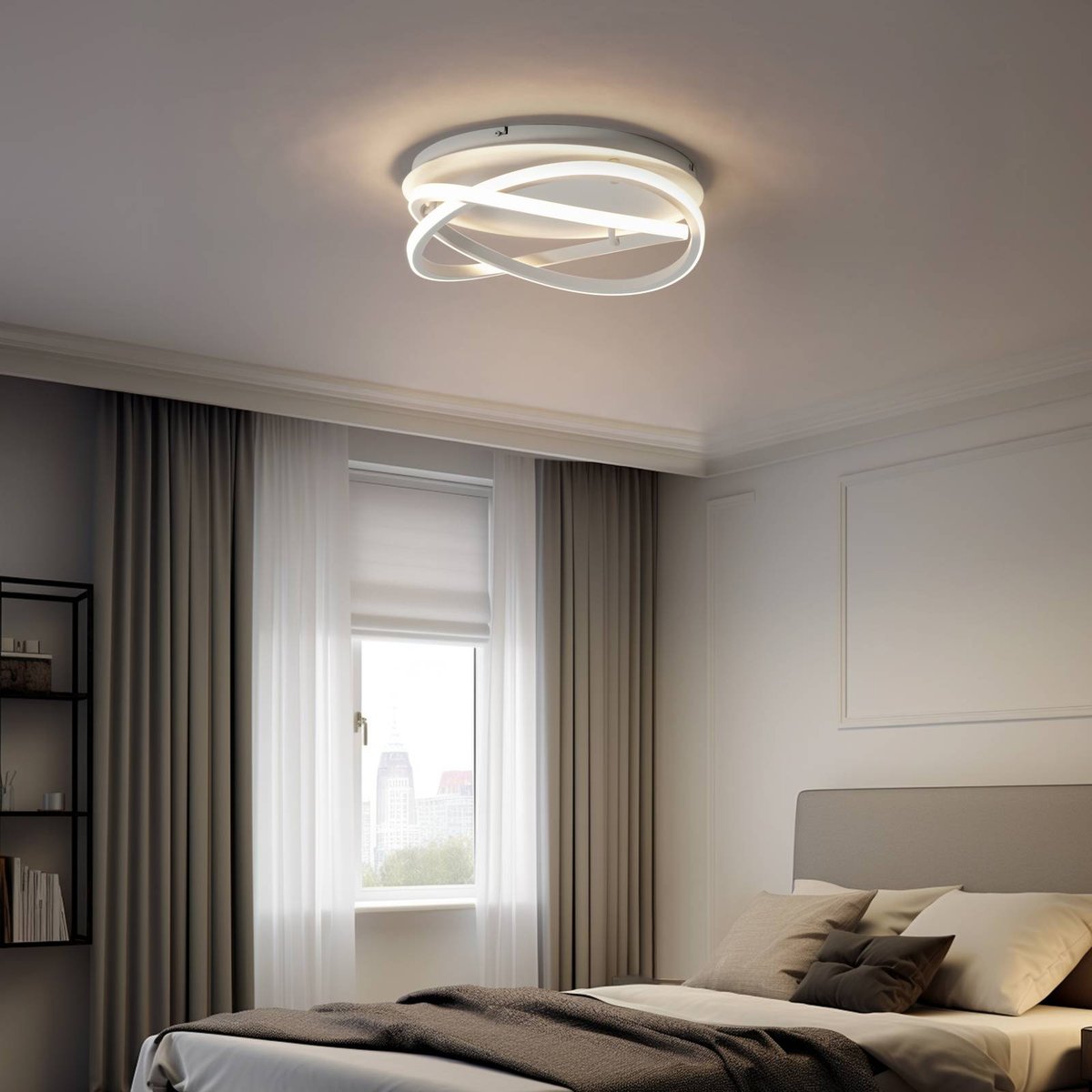 Plafonnier en aluminium moderneLED, Aldric blanc, LUCANDE