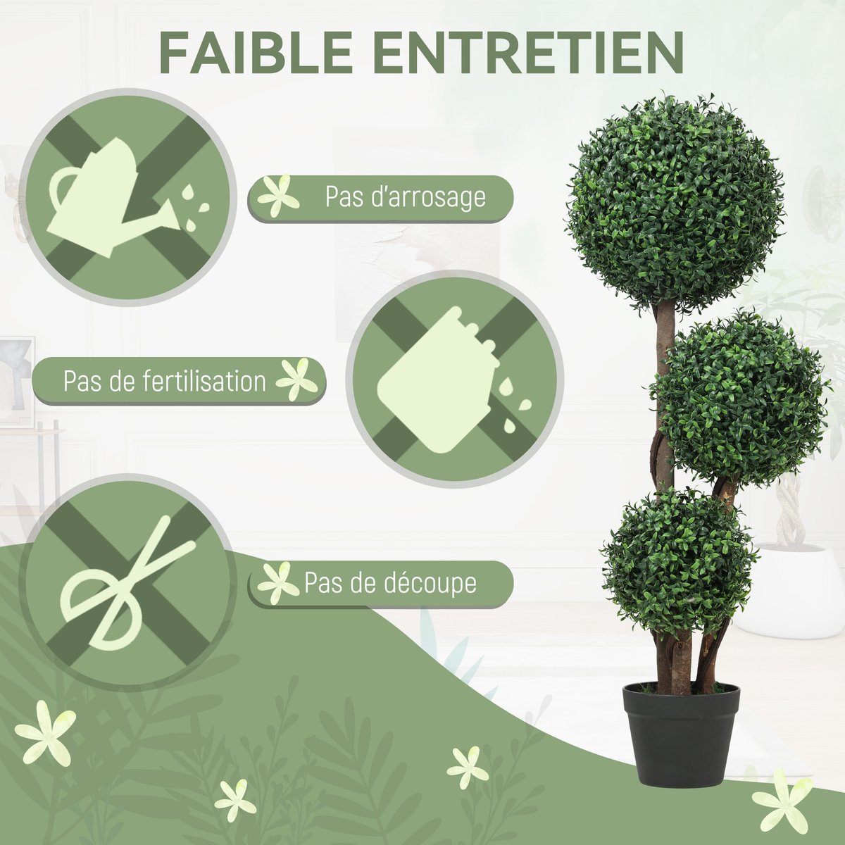 Topiaires artificielles PE Vert vert, HOMCOM