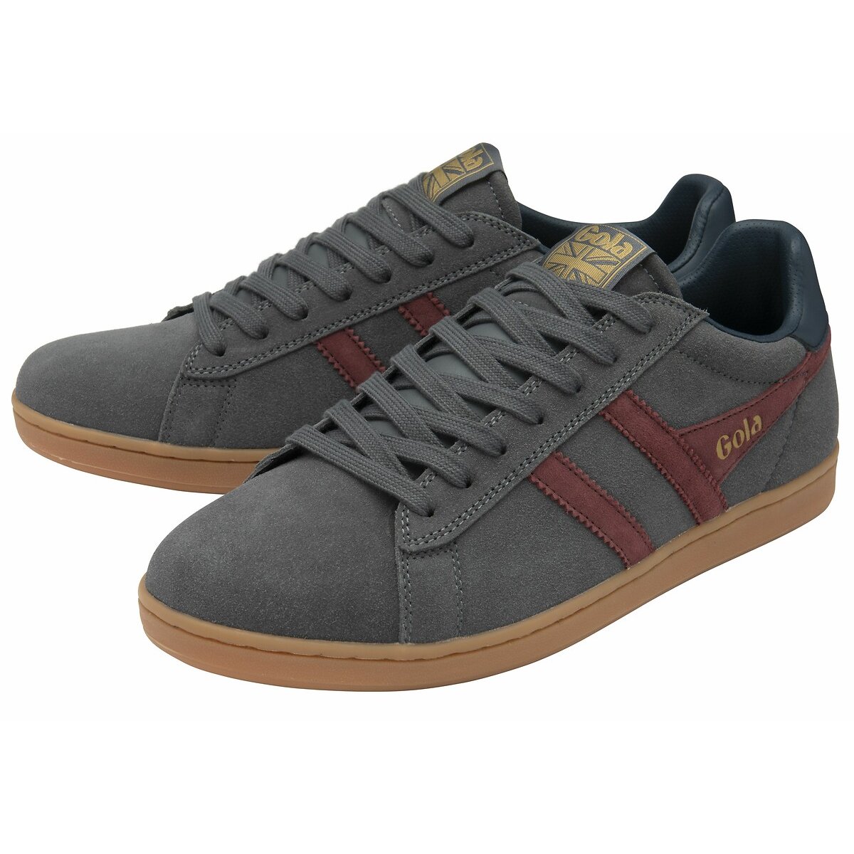 Baskets cuir Equipe II Suede gris foncé/bordeaux, GOLA
