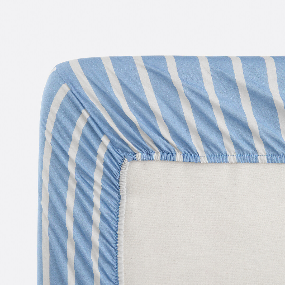 Spannbettlaken Kind 30 % recycelte Baumwolle, Neilo ecru/blau                       , LA REDOUTE INTERIEURS
