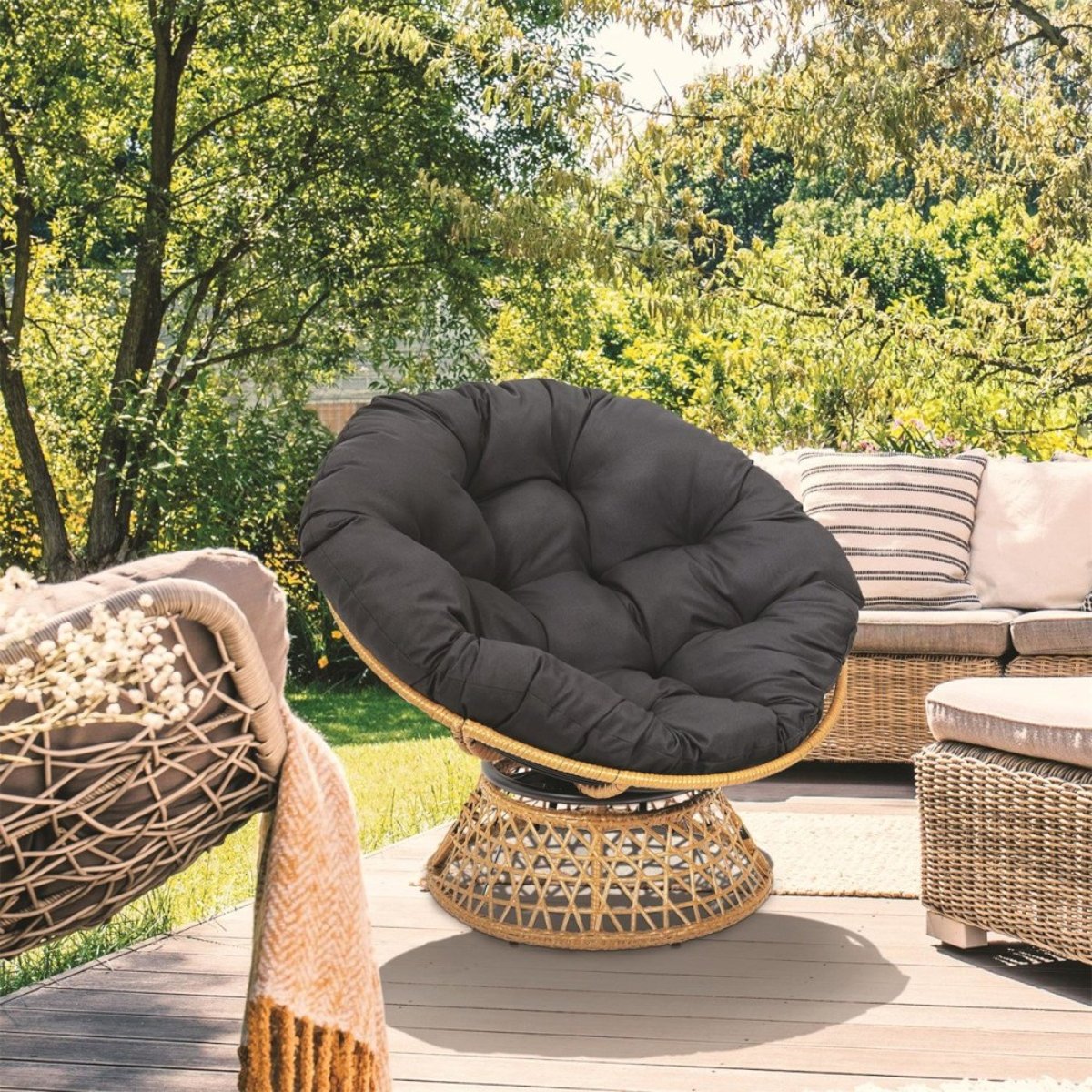Fauteuil D'extérieur Avec Coussin Noir noir, DECORATIE