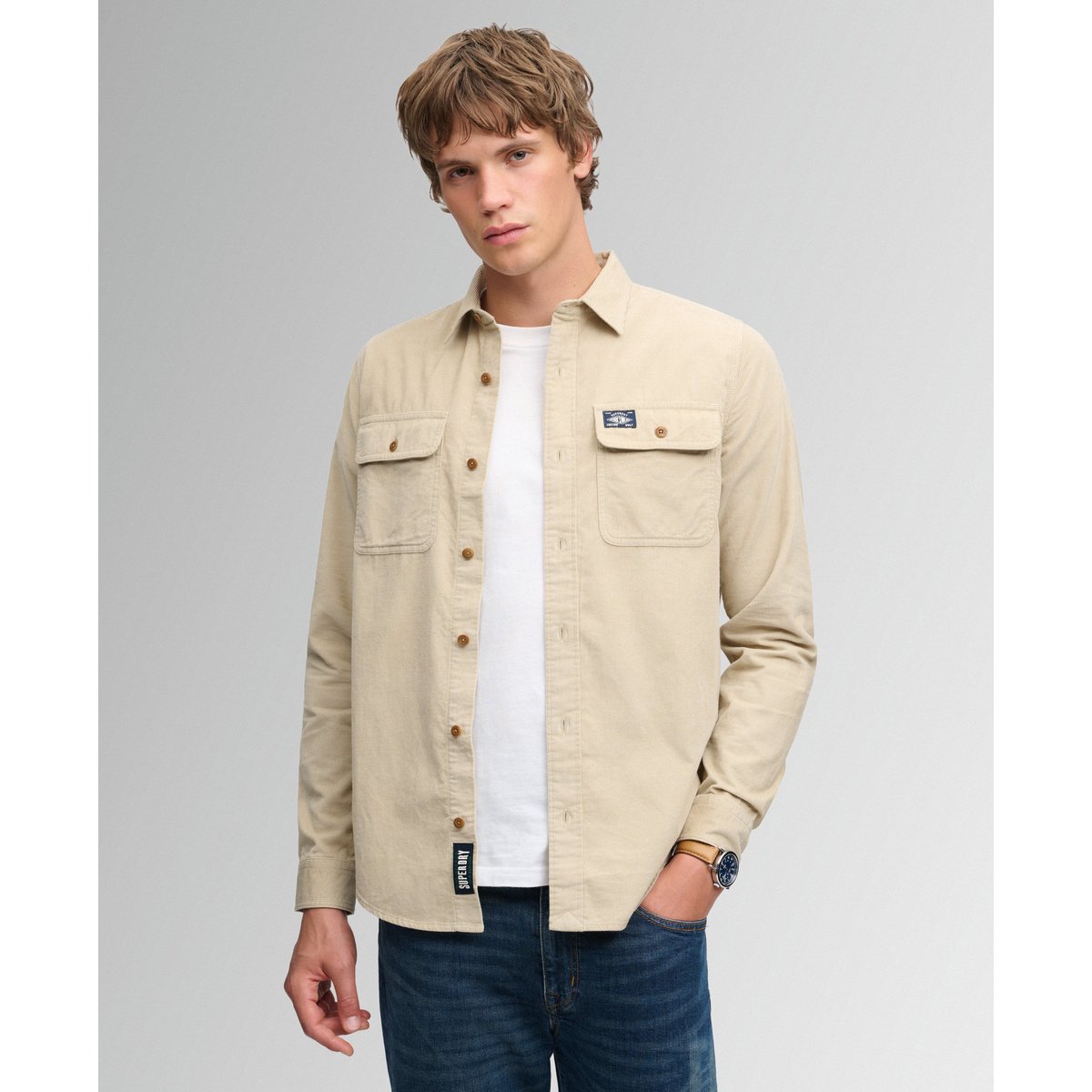 Chemise Trailsman Velours Côtelé Coupe Décontractée marron taupe délavé, SUPERDRY