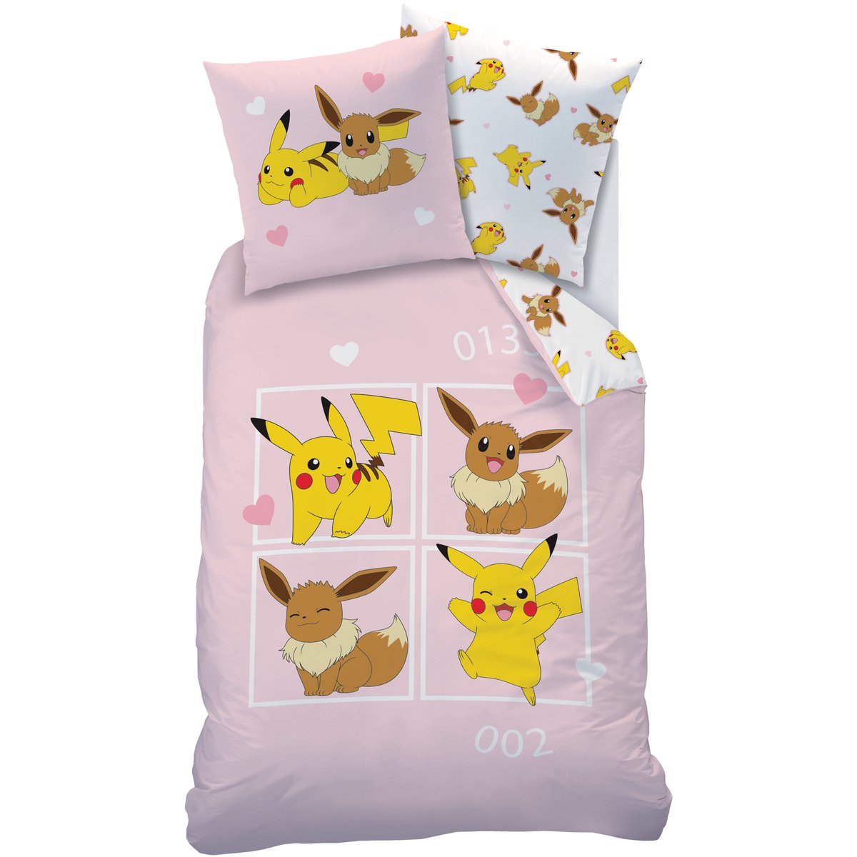 Parure de lit imprimée 100% coton, EVOLI rose, POKEMON