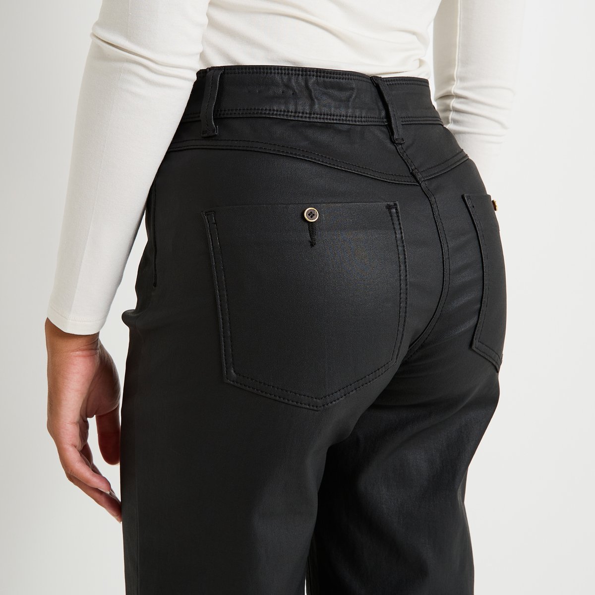 Jean flare raccourci EKANSAS RF02 noir, GRAIN DE MALICE