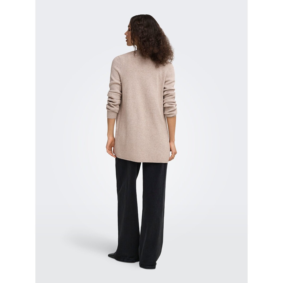 Cardigan de mangas compridas e comprimento médio creme, ONLY