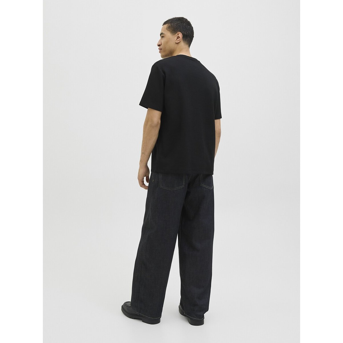 T-shirt manches courtes texturé noir, JACK & JONES