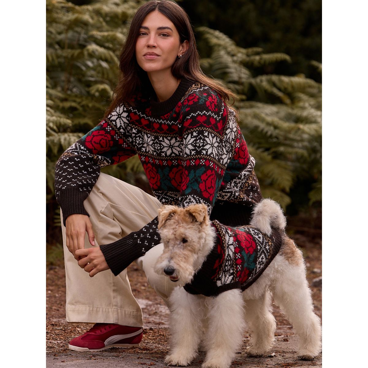 Pull ras du cou en maille avec laine fairisle marron chocolat, NEXT