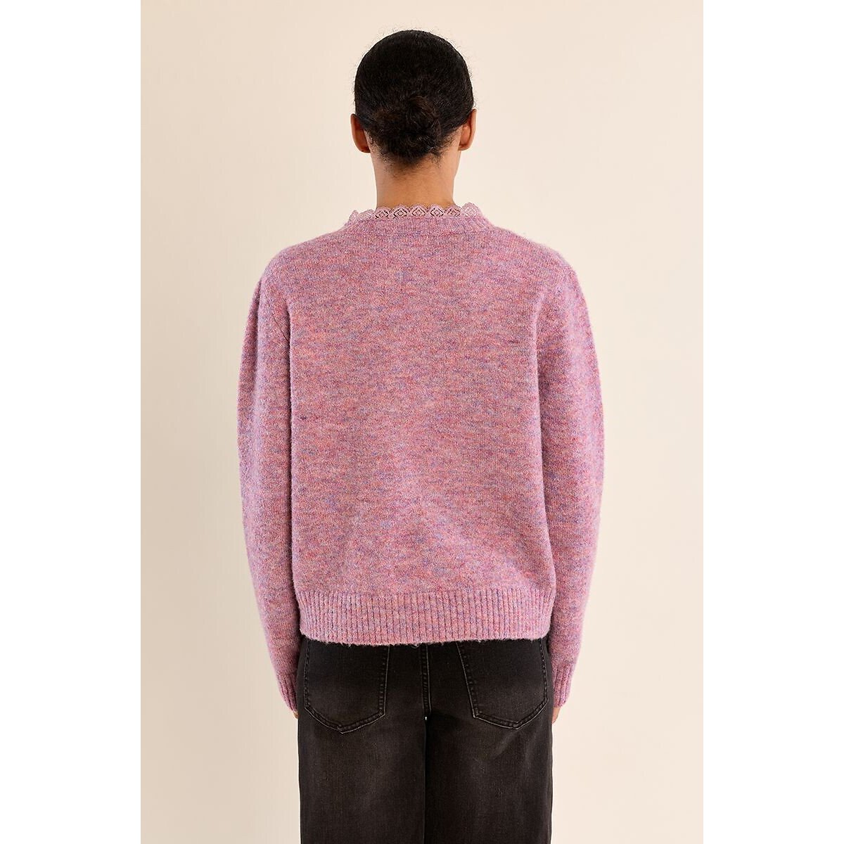 Camisola com gola redonda e botões malva, MOLLY BRACKEN