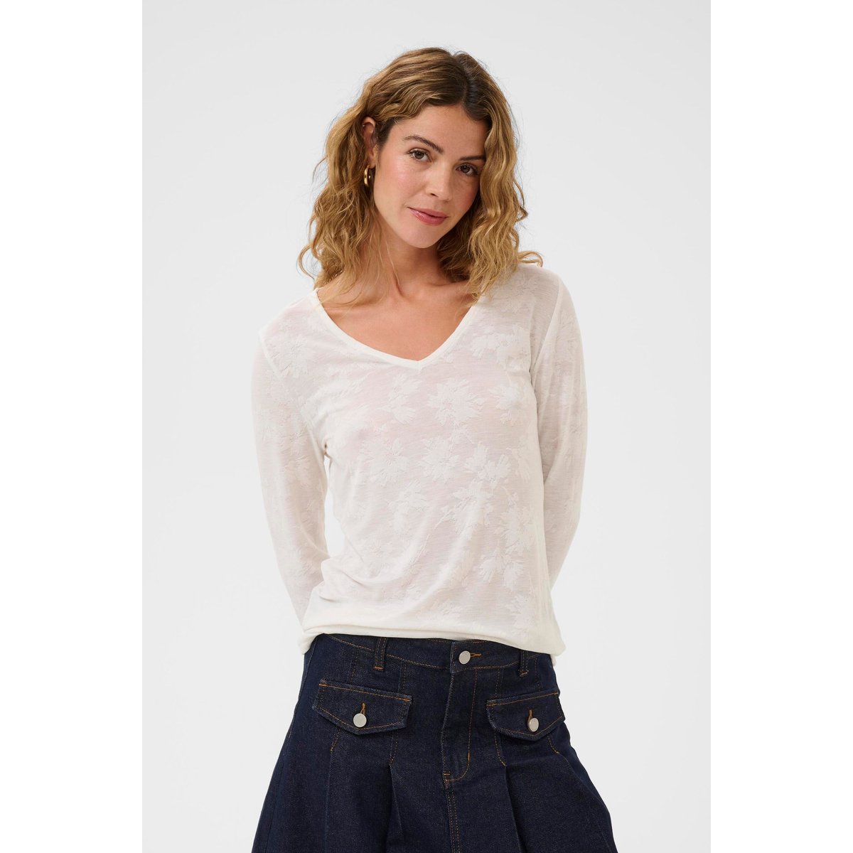 T-shirt à manches longues blanc snow white, CREAM