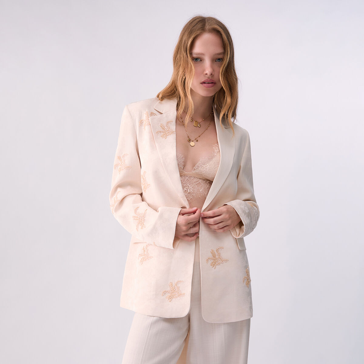 Veste avec broderie bijou crème, LIU JO
