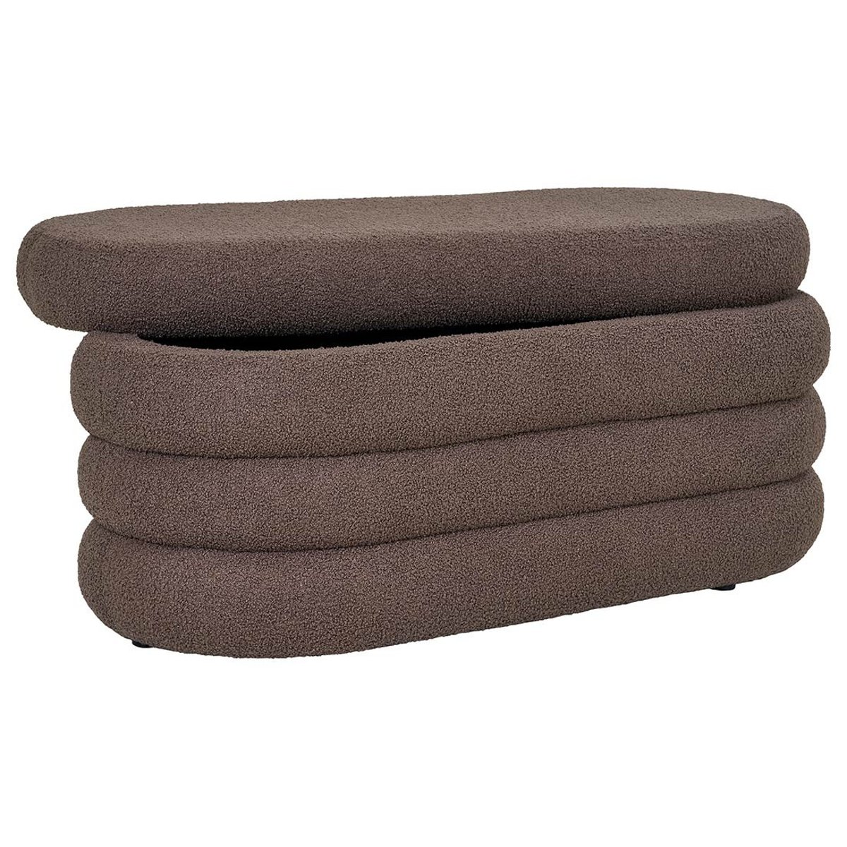 Pouf avec rangement en tissu bouclette, NEO marron, BEST MOBILIER