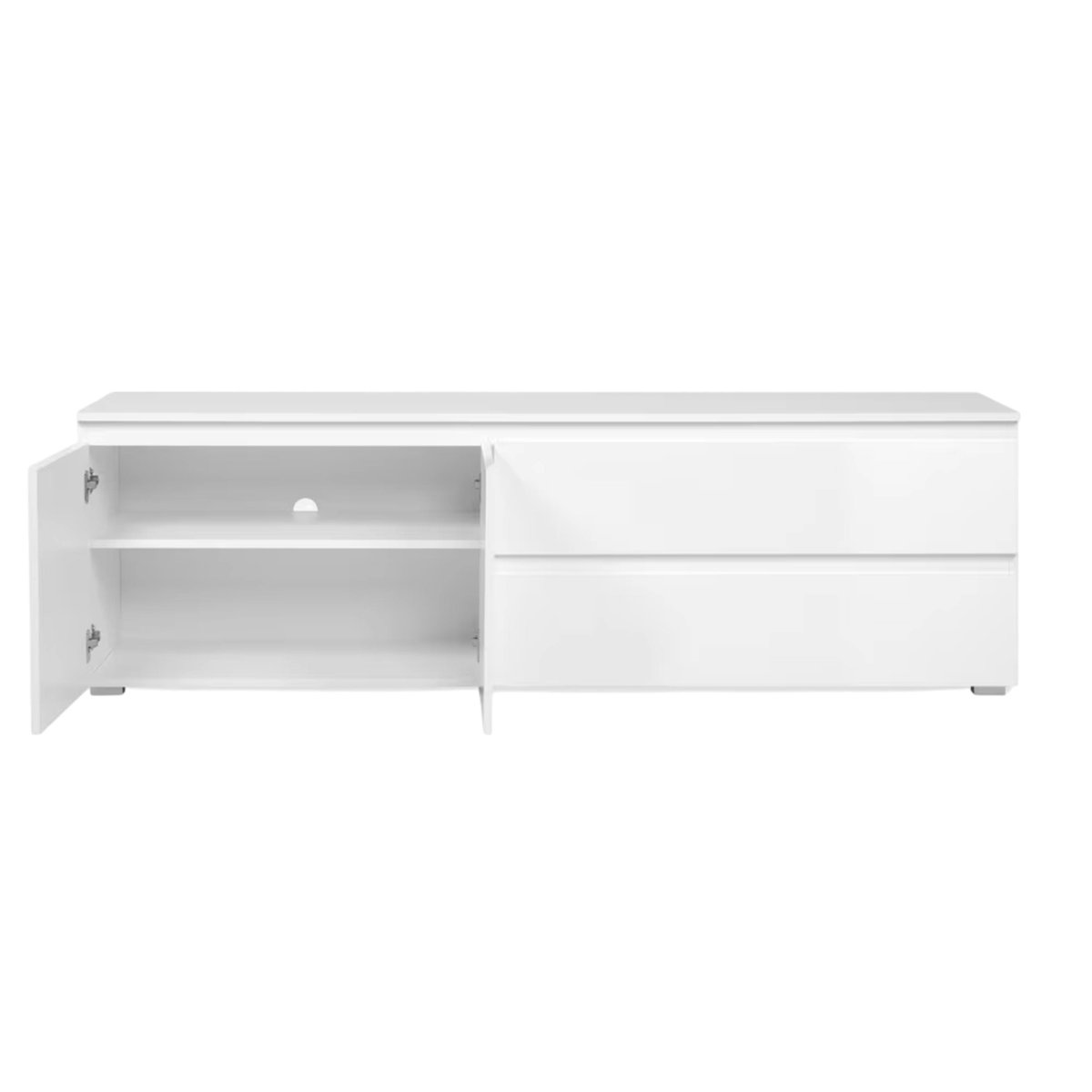 Long meuble TV blanc 2 portes 2 tiroirs ALVA blanc, PIER IMPORT