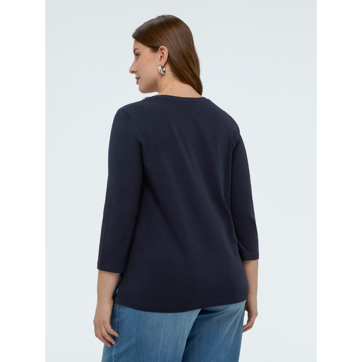 T-shirt en jersey de coton avec cristal bleu, FIORELLA RUBINO