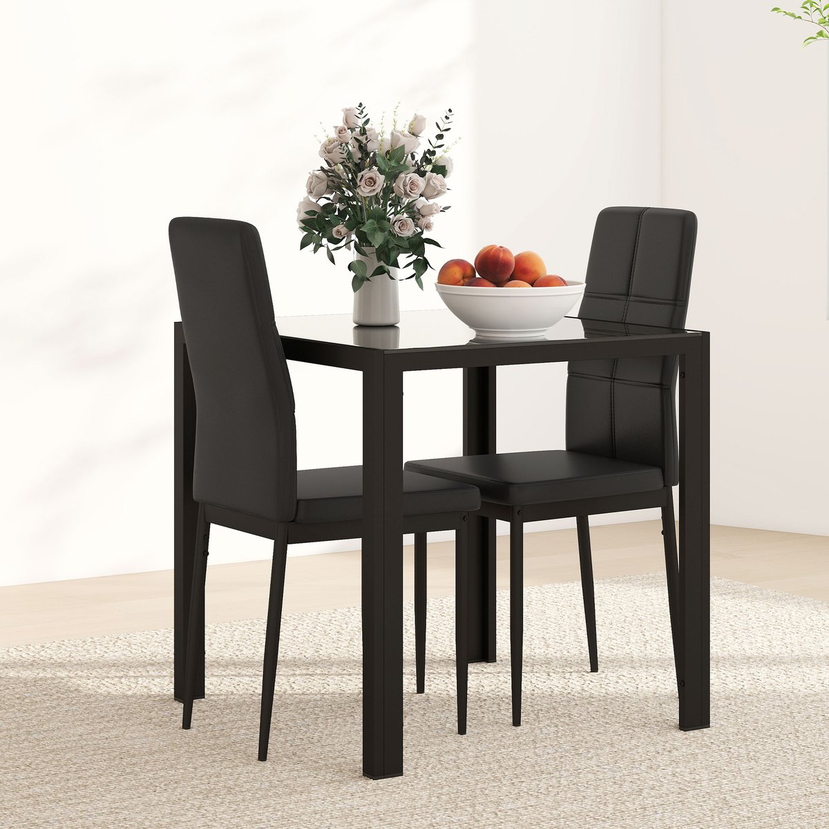 Ensemble de table à manger Métal Noir noir, HOMCOM