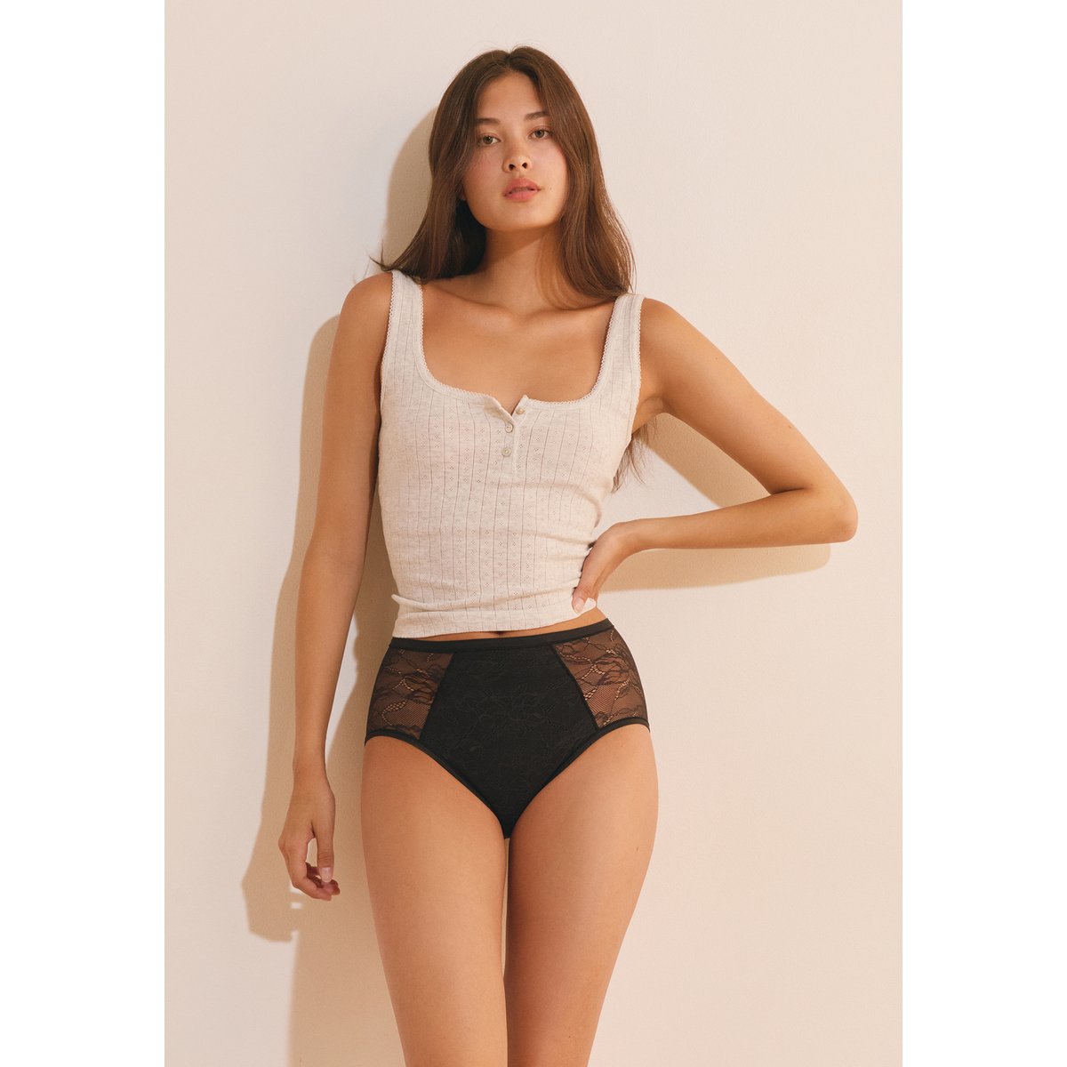 Culotte menstruelle taille haute en dentelle – Flux abondant TILA noir, ETAM
