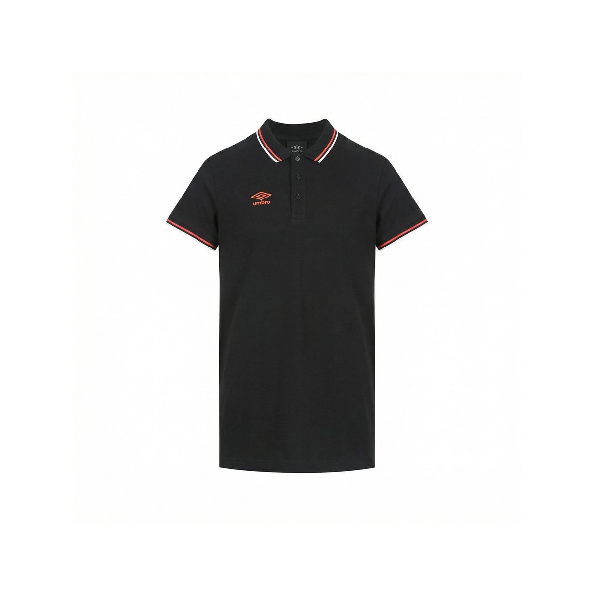 Polo piqué de coton noir/orange/blanc, UMBRO