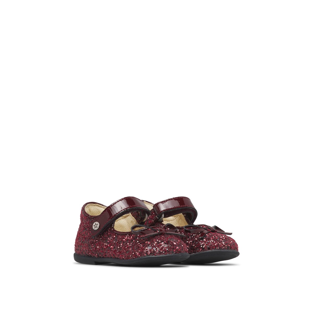 Ballerines en vernis et tissu pailleté BALLET bordeaux-, NATURINO