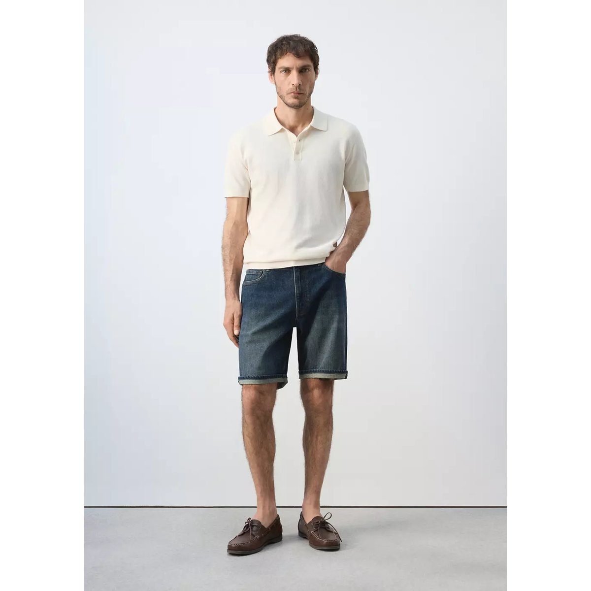 Bermuda en jean slim fit bleu foncé, MANGO MAN