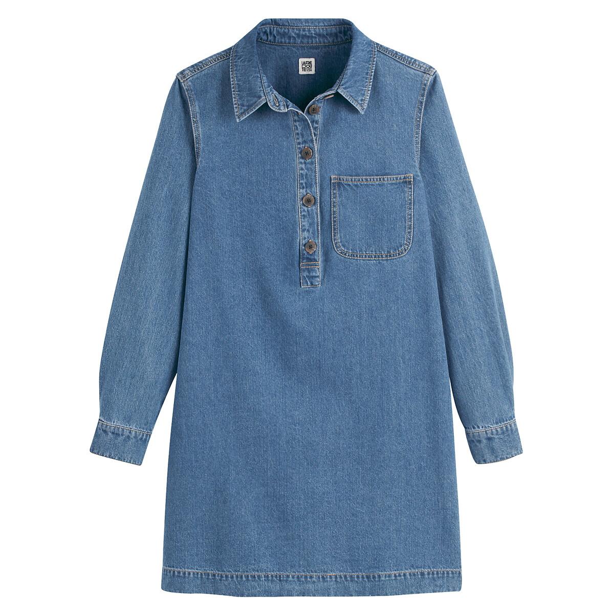 Robe courte en denim, Signature ALBANE bleu stone, LA REDOUTE COLLECTIONS