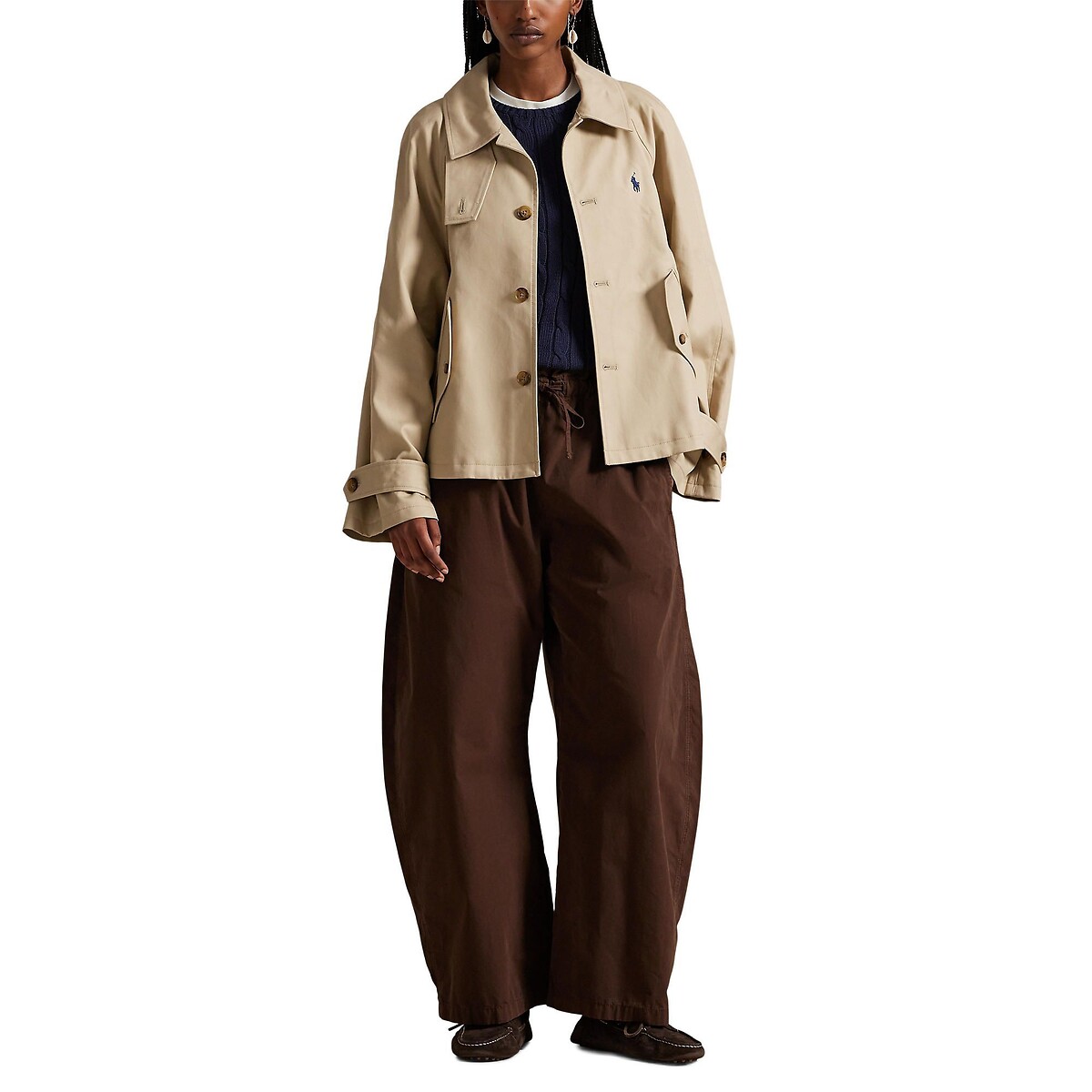 Cotton A-Line Jacket with Button Fastening beige, POLO RALPH LAUREN