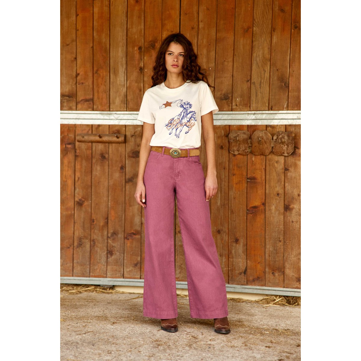 Pantalon large uni PATLANTY 40-rose, LA PETITE ETOILE