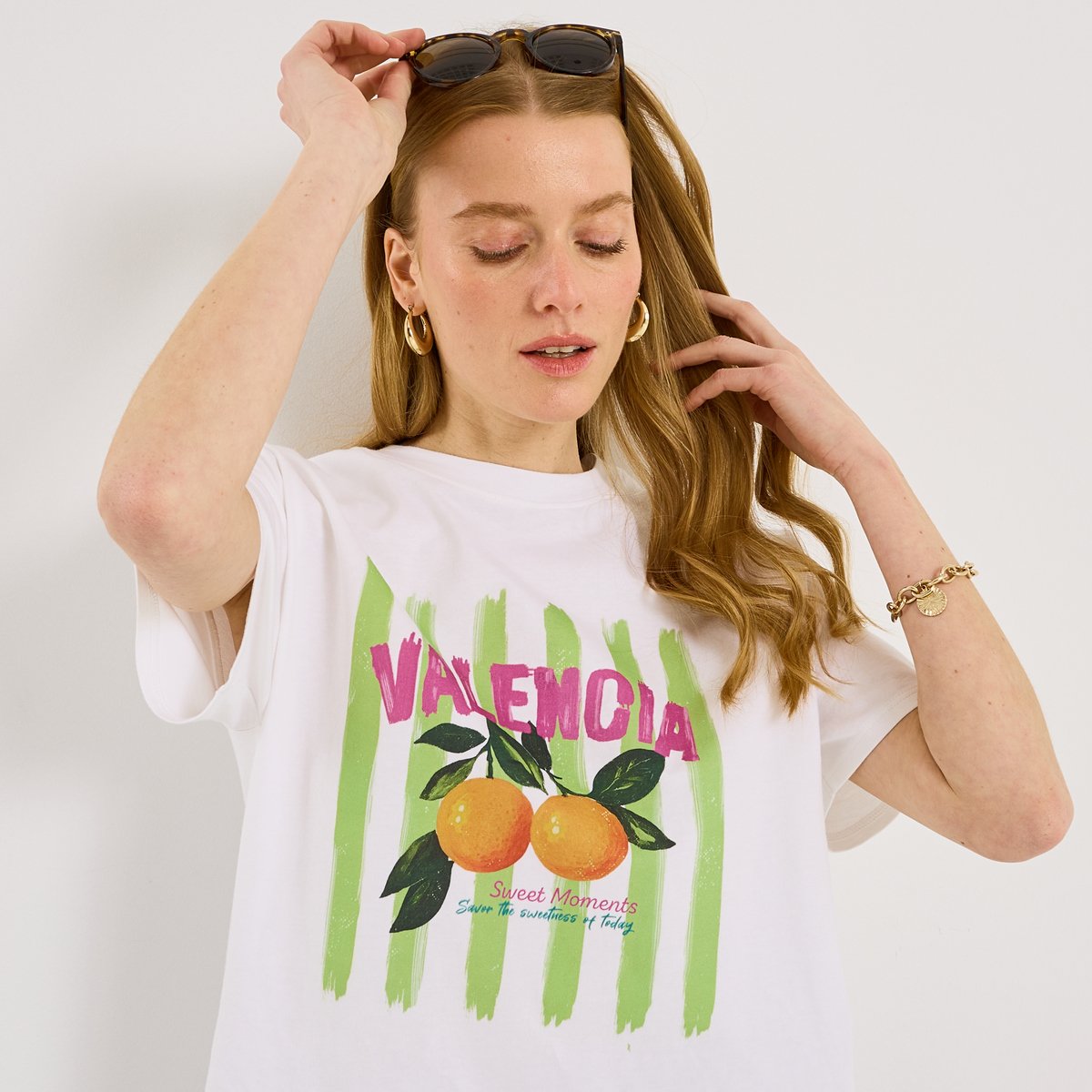 T-shirt col rond imprimé blanc cassé blanc, GRAIN DE MALICE