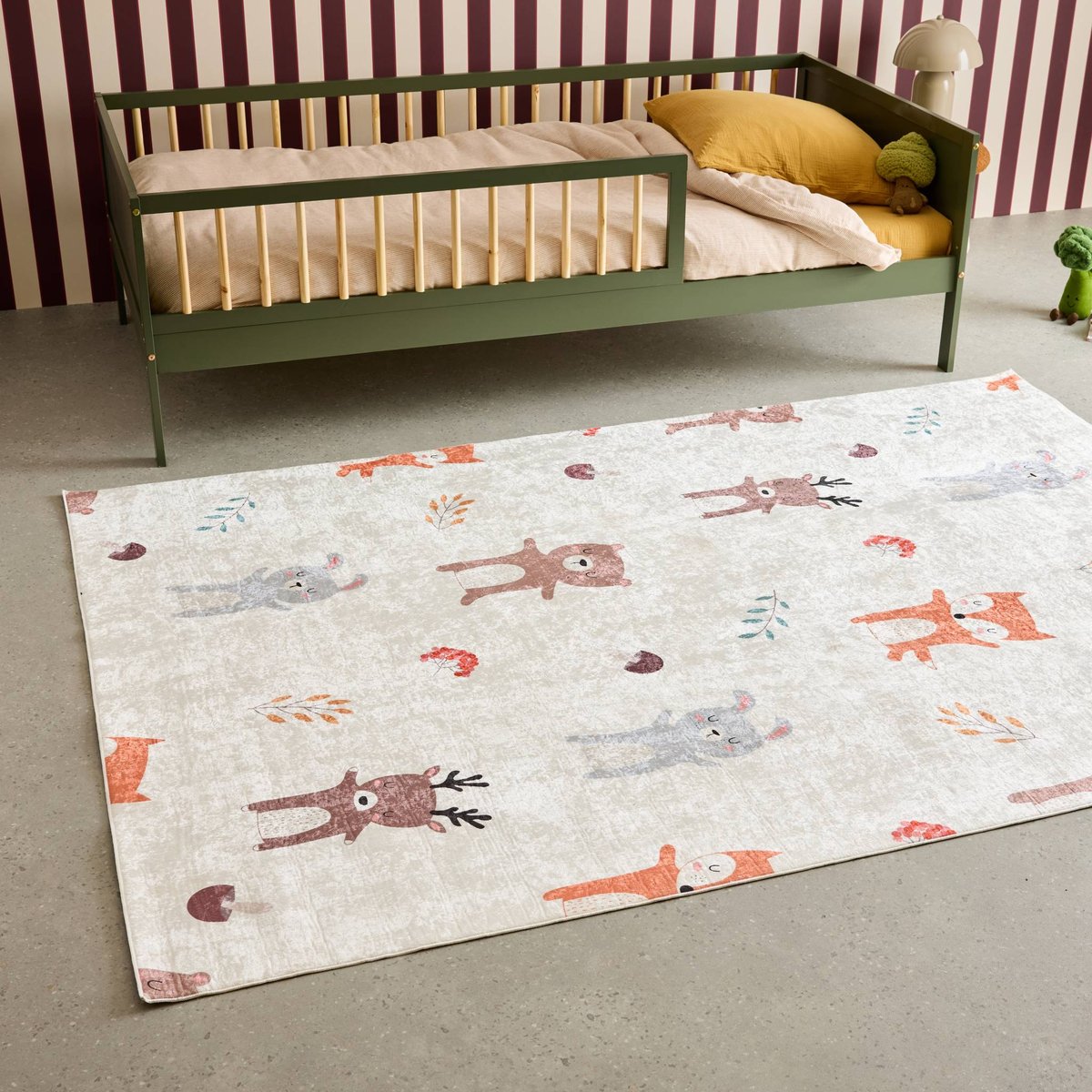 Tapis intérieur enfant blanc imprimé animaux RAVON blanc, SWEEEK