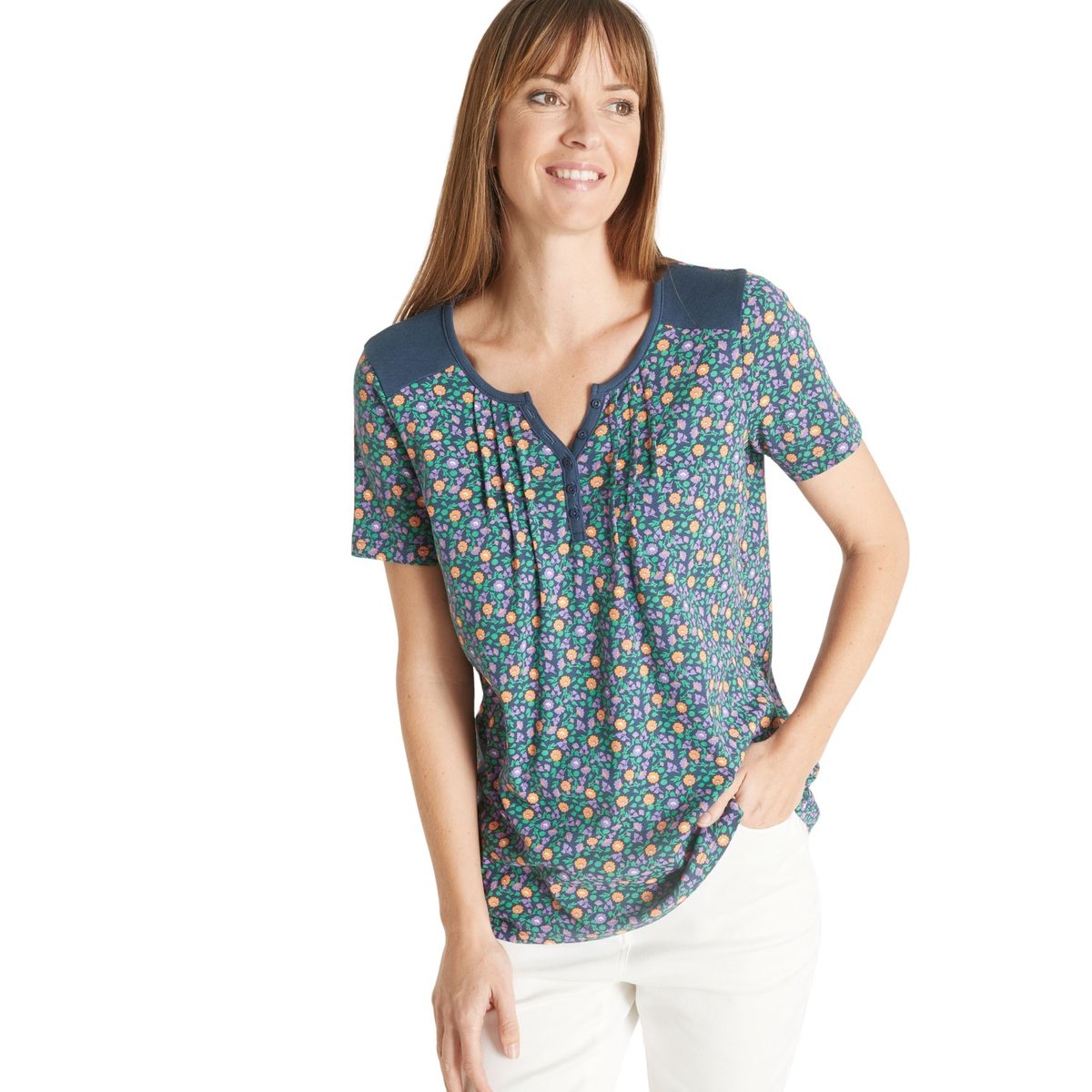 Tee-shirt coton manches courtes imprimé marine, DAXON
