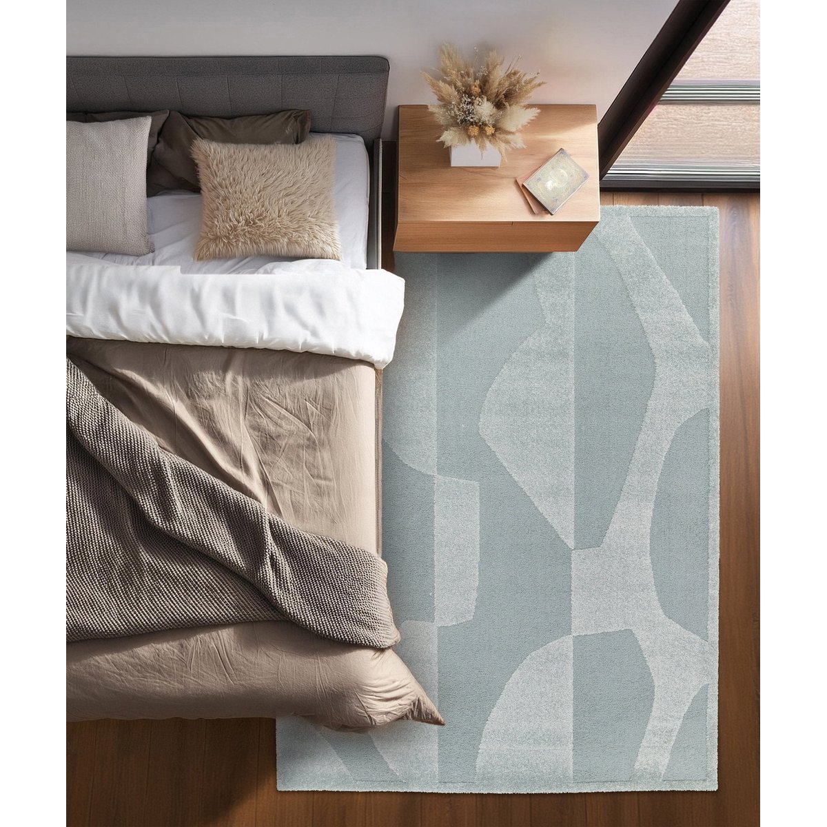 Tapis doux à relief SILENCIO bleu naturel, AFK LIVING
