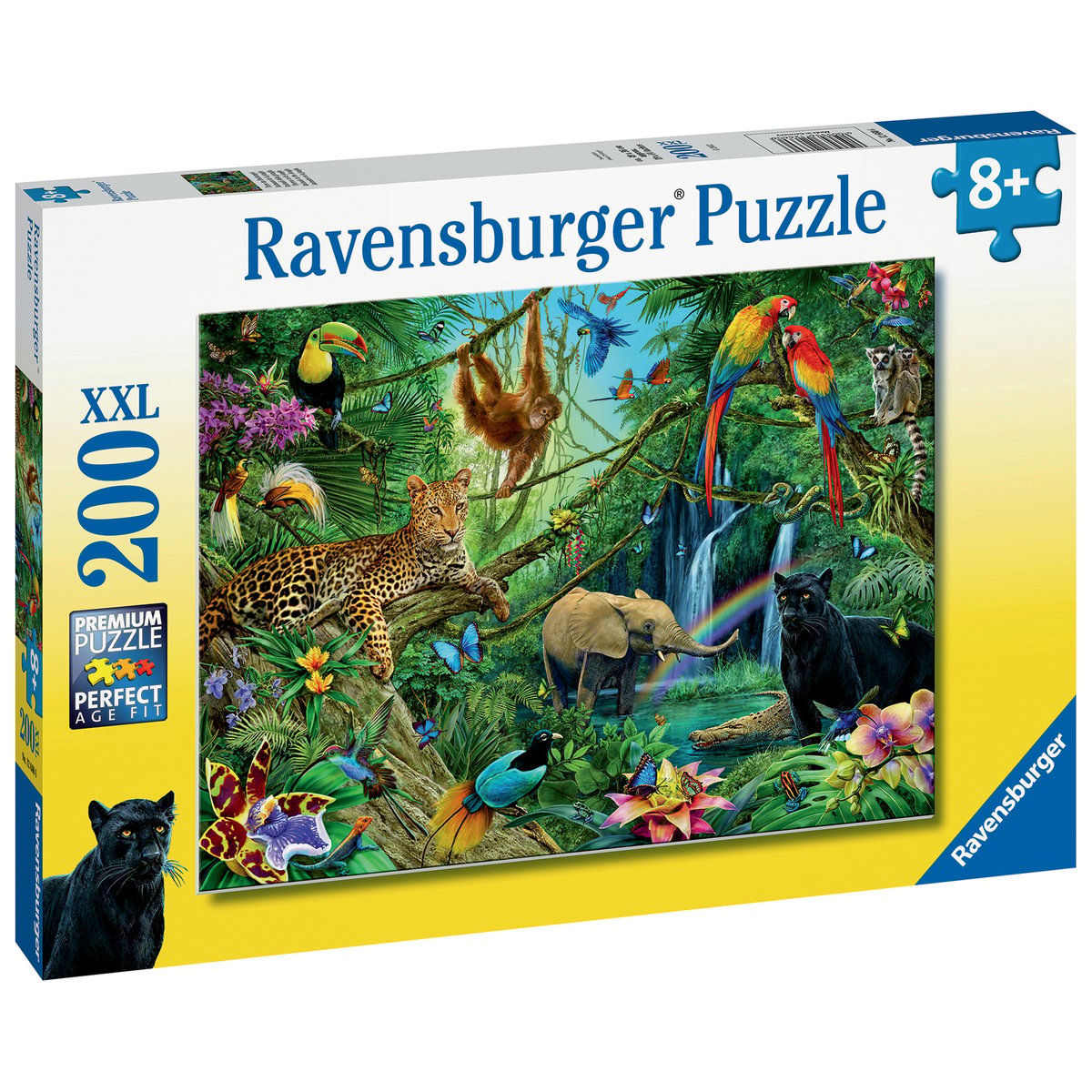 Puzzle 200 p XXL - Animaux de la jungle couleur unique, RAVENSBURGER