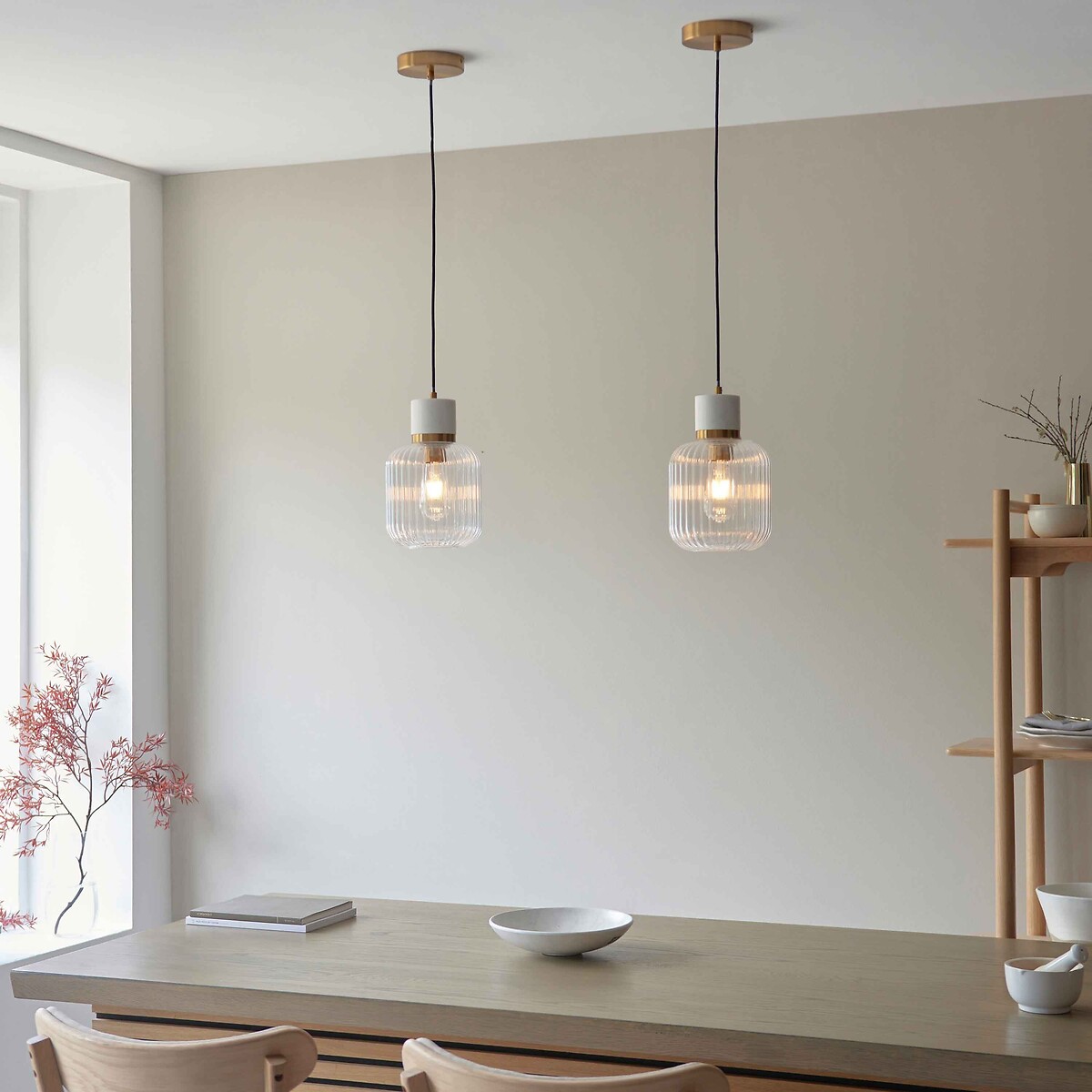 Torro Ribbed Glass Marble Pendant Light white, ÉDITÉ