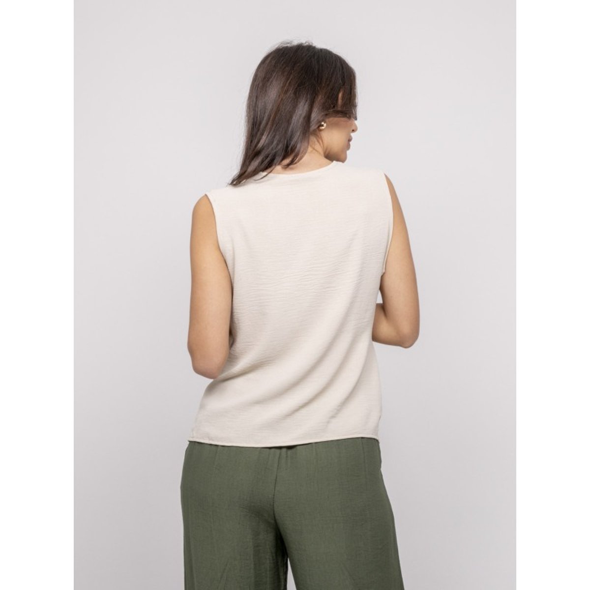 Top Sans Manches Noeud Felize beige, DONA LISA