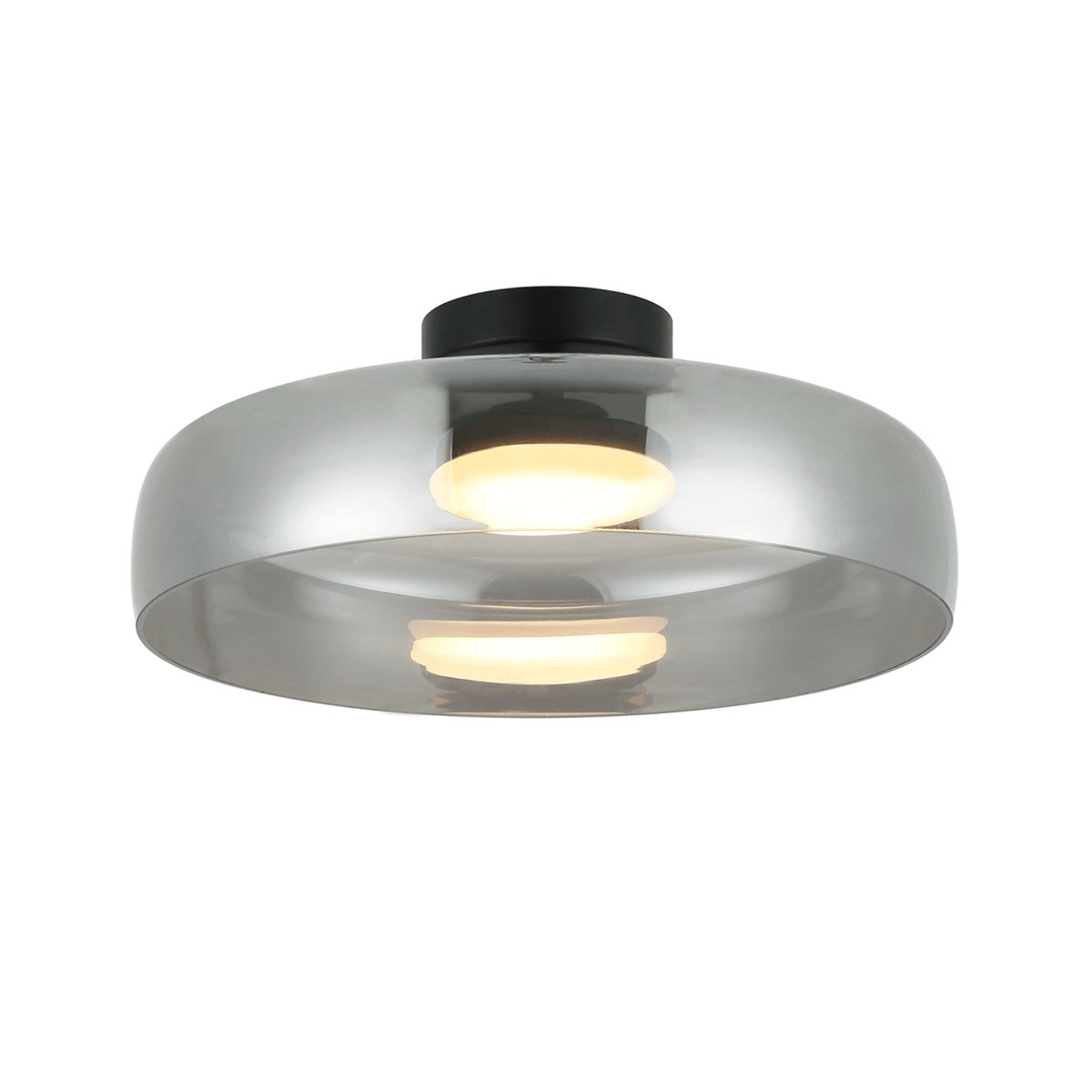 Plafonnier LED en verre fumé - RICCARDO noir et gris fumé, KOSILUM