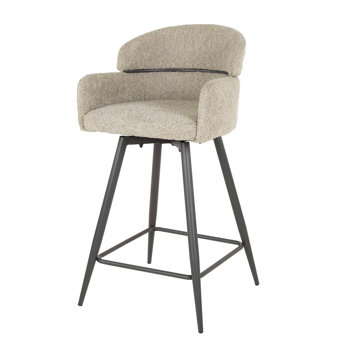 Chaise de bar pivotante en bouclette beige (lot de 2) GALWAY beige, PIER IMPORT