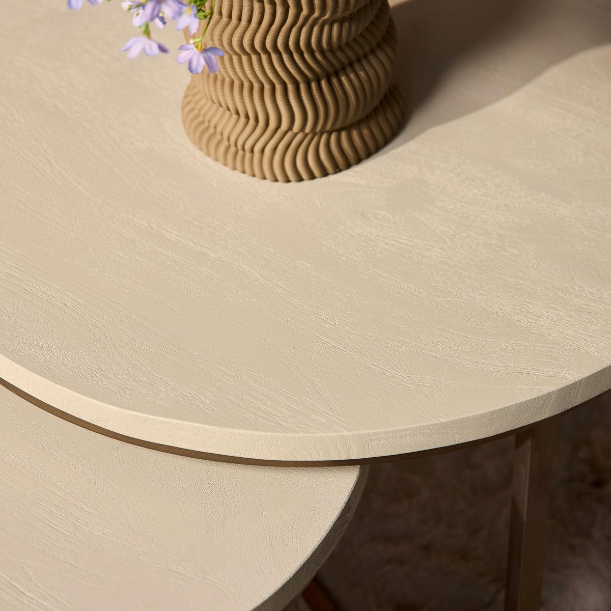 Table basse gigogne bois sable pied bronze (lot de 3) CORTINA beige, PIER IMPORT
