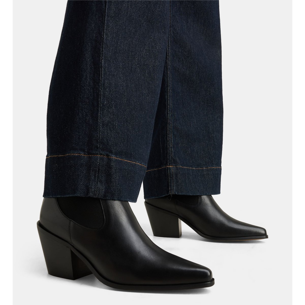 Bottines cecile style western cécile cuir noir, GALERIES LAFAYETTE
