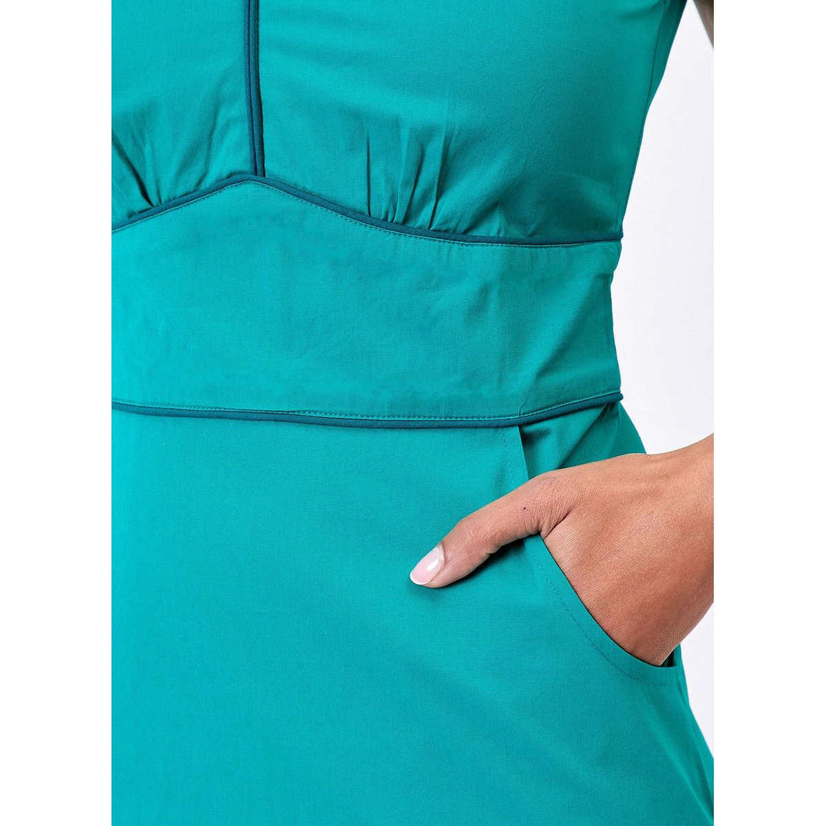 Robe cintrée coton stretch MARIANA turquoise green, PRINCESSE NOMADE