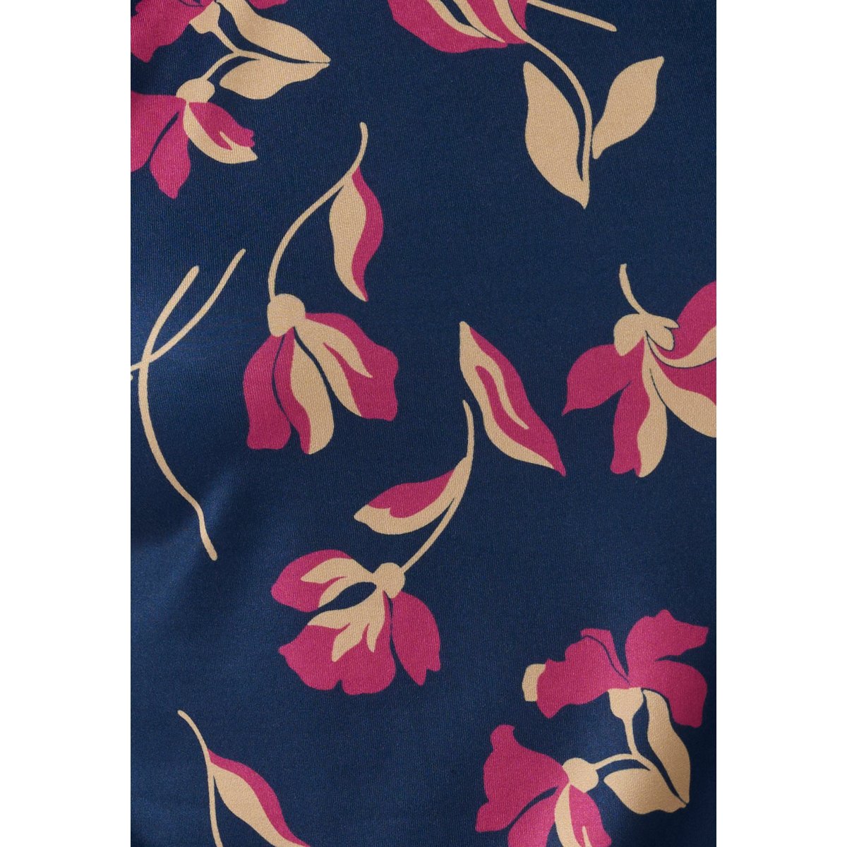 T-shirt maille chaude imprimé végétal bleu marine fleuri, DAMART